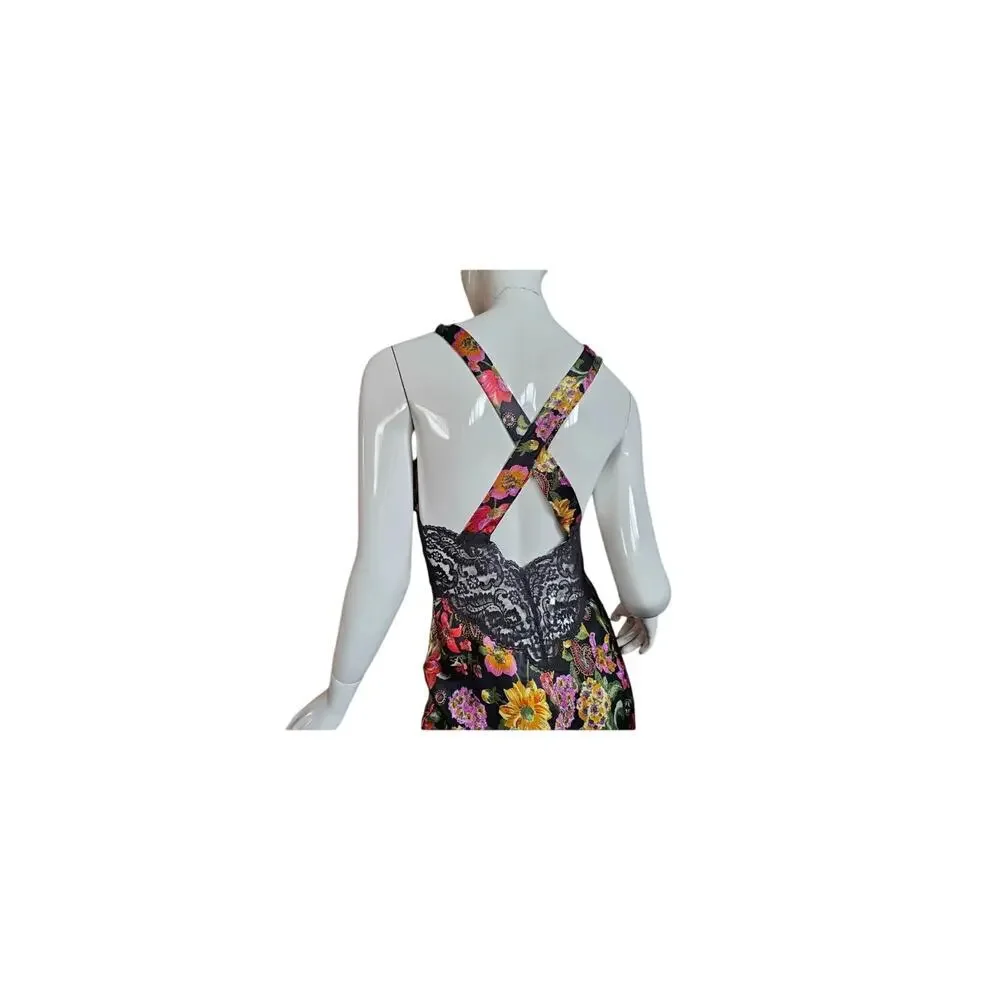 Vanity Fair‎ gorgeous vintage black floral maxi nighty lingerie or dress